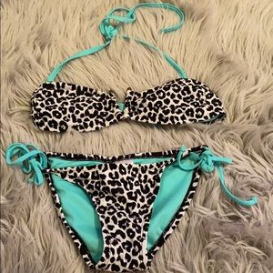Teal and Cheetah bathing suit